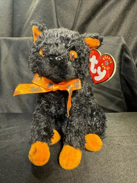 TY FRAIDY The Cat Beanie Baby Plush Stuffed Animal Halloween 2000 Vintage w/Tags