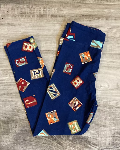 S/M Lularoe Kids Leggings Alphabet Building Blocks NWT