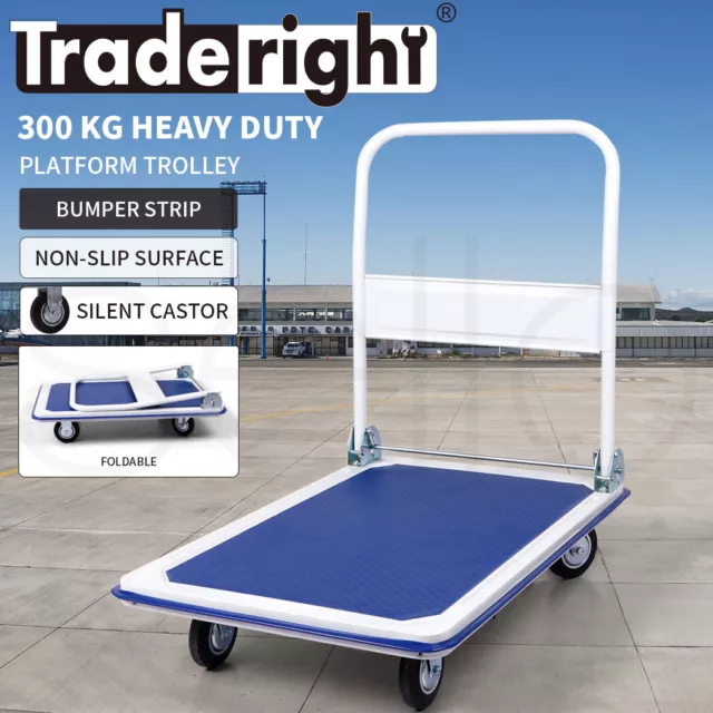 Traderight Folding Platform Trolley Hand Truck Foldable Cart Heavy Duty 300kg