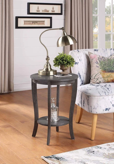 American Heritage Round End Table with Shelf