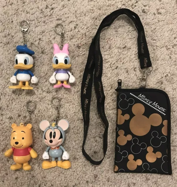 Lot Disney Mickey Mouse Donald Duck Daisy Winnie Pooh Key Chain Charm CardHolder