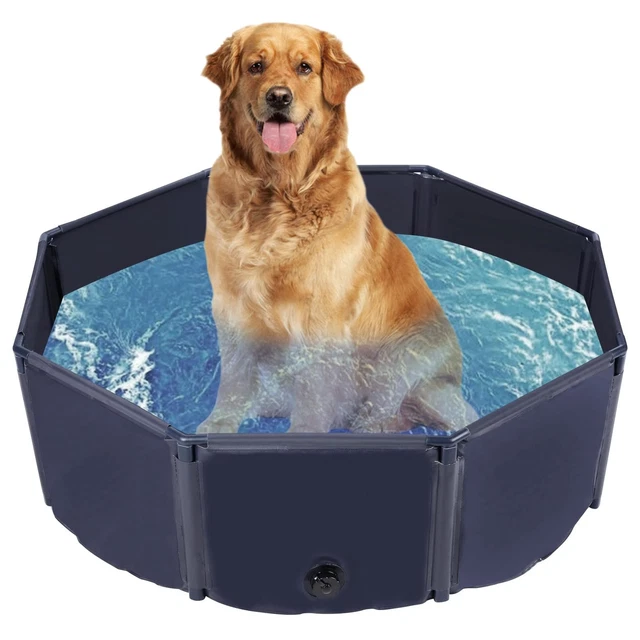 Antiscivolo Con Scarico Piscina Pieghevole Per Cani - Vasca Da Bagno Per Animali Grandi In PVC - 120x30 Cm Piscina Antiscivolo Per Cani - 13