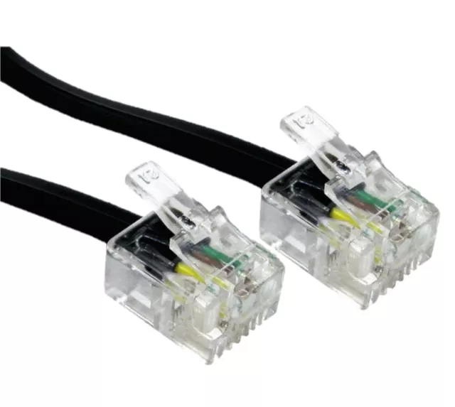 3m RJ11 To RJ11 Cable Lead 4 Pin ADSL DSL Router Modem Phone BLACK