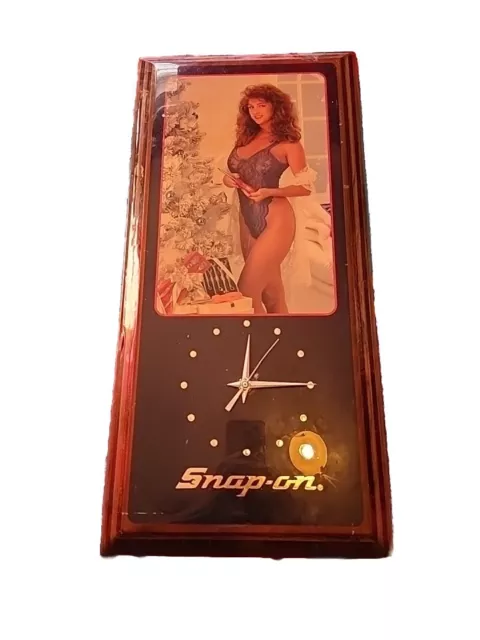 Vintage Snap On Tools Christmas Pinup Girl Wall Clock 23"x11”