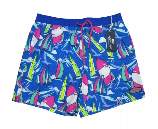 Vineyard Vines Men's Regatta Blue Regatta Printed Chappy 7" Swim Trunks