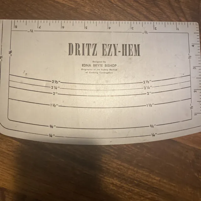 Vintage Scovill DRITZ Easy EZY-HEM Metal GAUGE Measuring Tool Metal Ruler