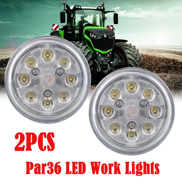 2x Par 36 24W LED Work Light Headlights RE25126 For John Deere 7700 7720 8820