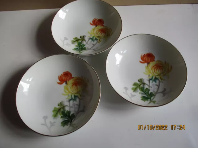 3x Noritake Nippon dekorative Schüssel Teller handbemalt Chrysanthemen von S Kimura