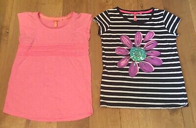 Age 12 yrs - 2 x Next girls pink navy stripe flower short sleeve t-shirts tops