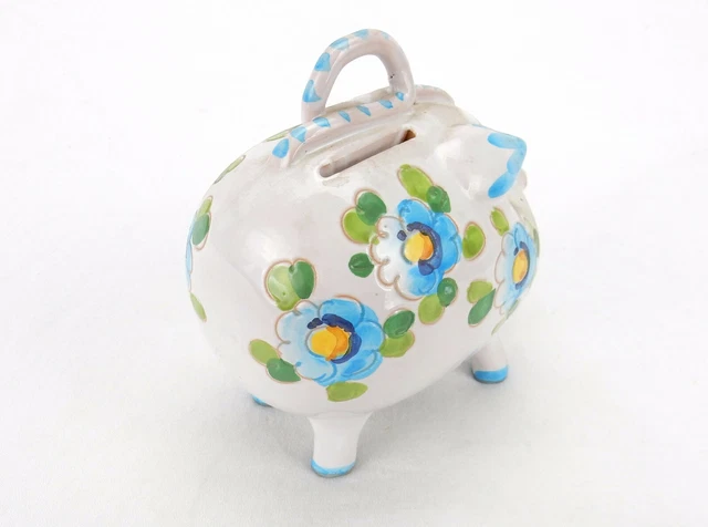 ITALIE Art Poterie Céramique Cochon Banc Florale Peinte à la Main Figurine #1 de 620 3
