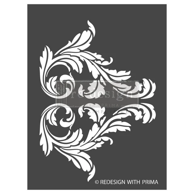 Prima Re-Design Dekor Schablone 9""x12"" - Wunderschöne Schriftrolle RE666613