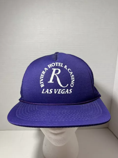 Vtg. Riviera Hotel Casino Las Vegas Mesh SnapBack Rope Trucker Hat Cap Nice!