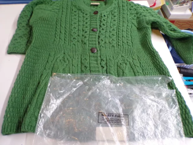 NEW Kilronan Knitwear Ireland Sz XL Emerald Green Cardigan Sweater Murino Wool