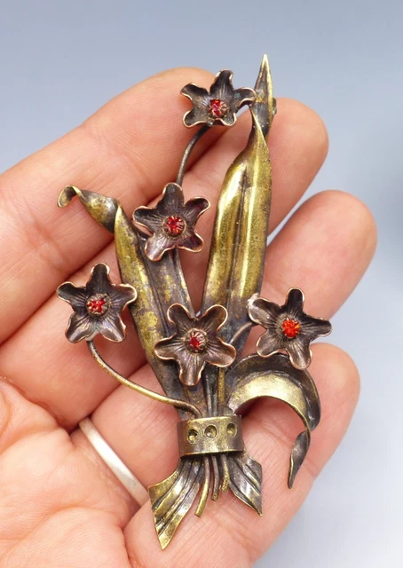 B108 Broche perlée rose vintage des années 1940-50, 3 cm de