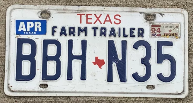 1994 Texas Farm Trailer License Plate #Bbhn35