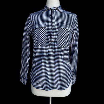 J. Crew Mercantile Women's Size XS Black White Half Zip Long Sleeve Shirt