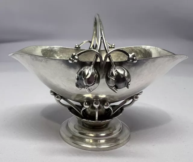 GEORG JENSEN Hammered Danish STERLING Silver Blossom 235C small BASKET Denmark