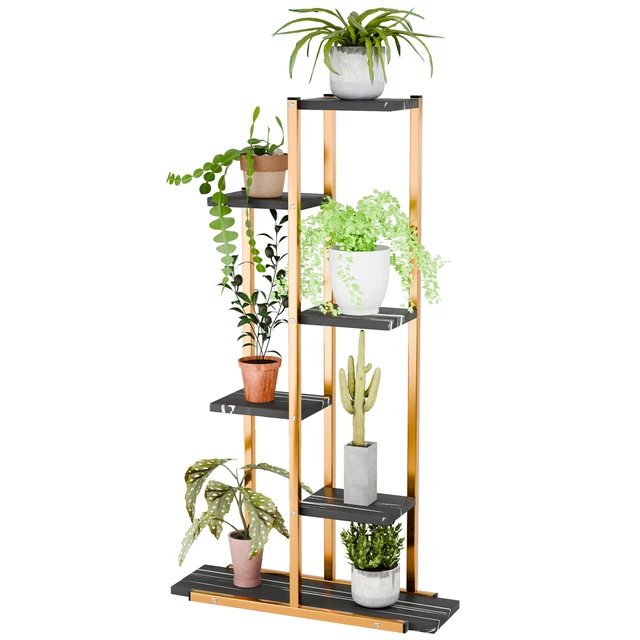 YuAnWe Support pour plantes d'intérieur à 3 niveaux avec barre, étagère en métal pour pots de fleurs, étagère extérieure pour plusieurs plantes, grande capacité de charge, étagères de pot d'escalier YuAnWe Support pour plantes d'intérieur à 3 niveaux avec barre, étagère en métal pour pots de fleurs, étagère extérieure pour plusieurs plantes, grande capacité de charge, étagères de pot d'escalier