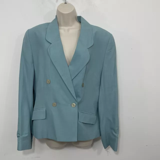 Vintage LAURA ASHLEY Blazer Size 12 Double Breast Boxy Made In UK Blue New