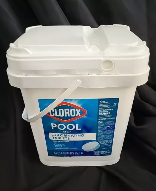 CLOROX Pool & Spa 3” Chlorinating Chlorine Tablets, Kills Bacteria 12 LB Bucket