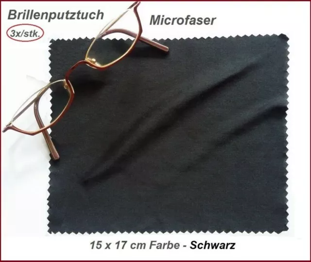3x Brillenputztuch Microfaser 3 x Reinigungstücher Mikrofaser schwarz NEU !