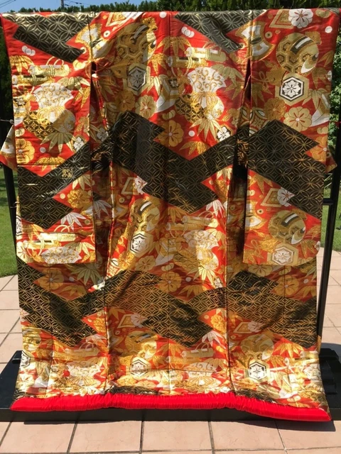Kimono Iro uchikake gold embroidery pure silk bridal dress wedding From Japan