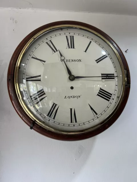 Antique Fusee Wall Clock Signed W Benson London Fully Working Order