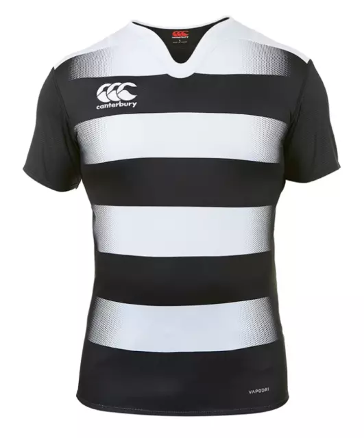 CANTERBURY Mens Black & White Challenge Hoop Rugby Shirt Jersey Large BNWT