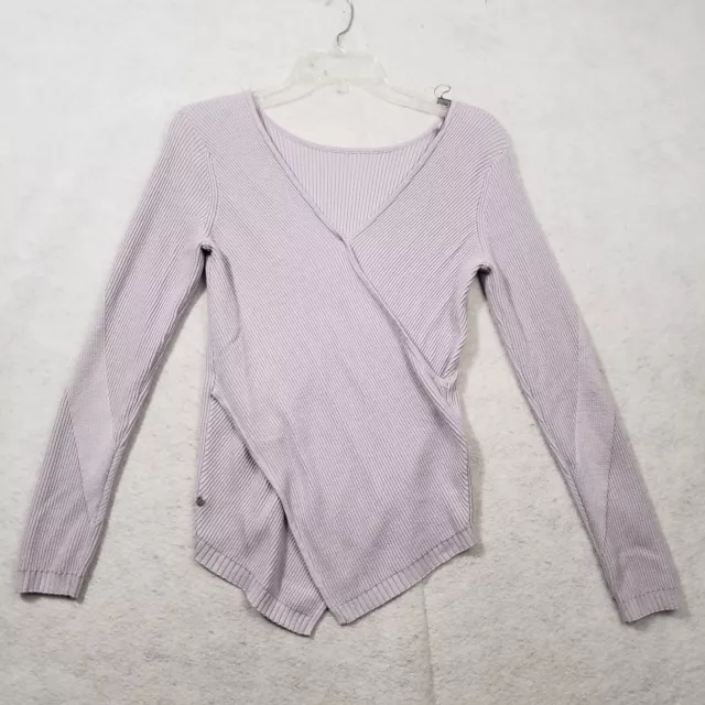 Lululemon Wrap It Back Sweater Women's size 6 Faint Lavender Cashlu Ribbed Knit