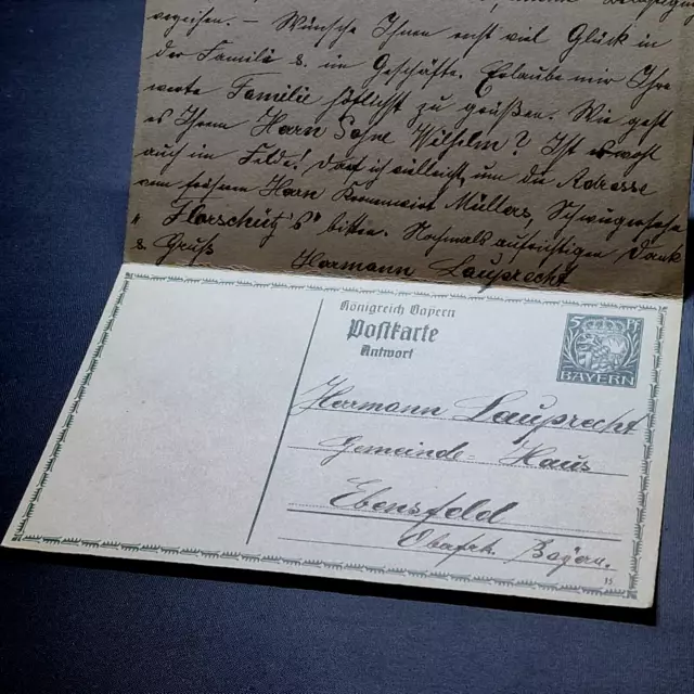 Germany 1900's - Bayern Postcard - Used - 2 Stamp Letter