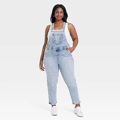 Women's High-Rise Denim Overalls - Ava & Viv