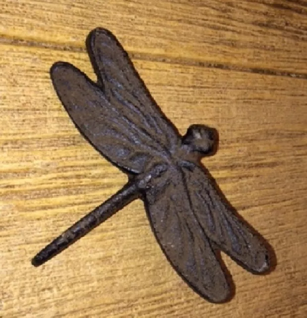 Cast Iron Dragonfly w/ 1" Nail Rustic Brown Wings 5 1/4" wide 4" tall 0170-10313