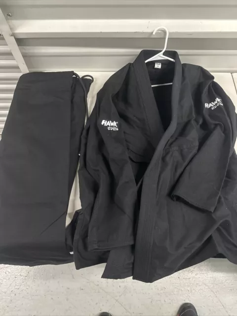 Hawk Brazilian Jiu Jitsu BJJ A4 Black Top Jacket Gi With Pants