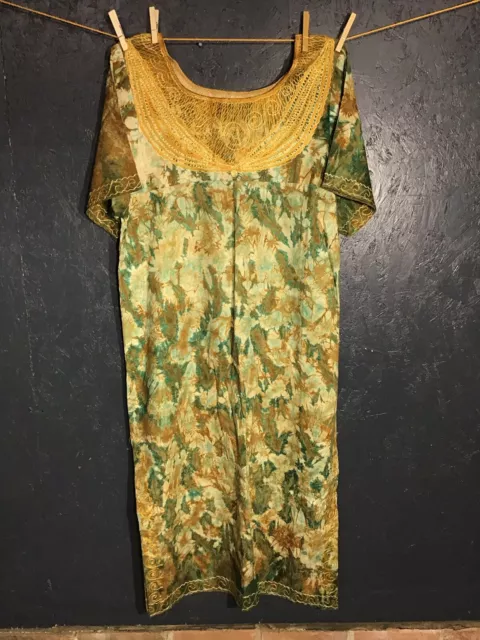 Vintage African Batik Dress with Embroidery.