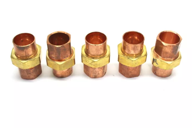 5pk NIBCO 1 inch, 1'' Lead Free Copper Brass Sweat Female Union CxF