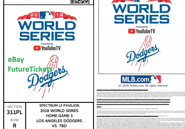 2018 Boston Red Sox @ LA Dodgers World Series GAME 3,4,5 PDF Ticket Stubs