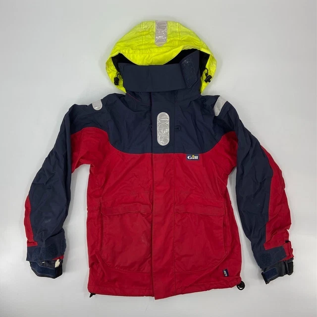 Gill Jacket Womens 6 Small Red Blue Full Zip Outdoor Sailing Hooded Coat *