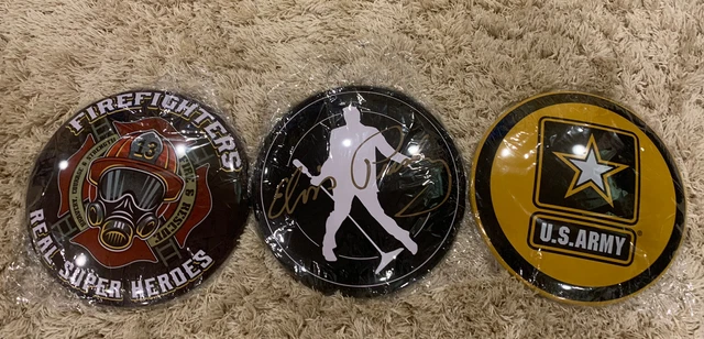 Licensed 17” Dome Metal Sign Man Cave  Wall Decor NEW- Elvis /Firefighter /Army