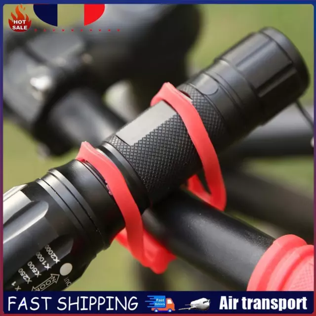 Silicone Strap Bike Torch Band Flashlight Clip Bicycle Light Holder (Red) FR