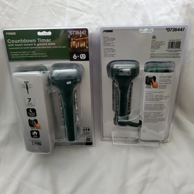 PRIME COUNTDOWN TIMER Touch Sensor Ground Stake 6 Outlets (Qty2) 20.00