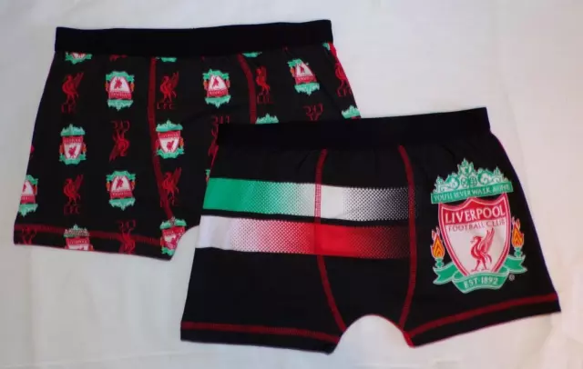 2 paia di pantaloncini/biancheria intima ufficiali Liverpool FC ragazzi età 7-8 anni