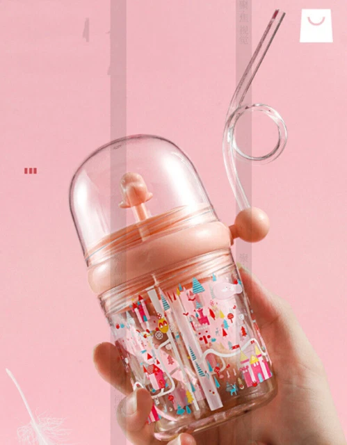 Kids Cute Whale Water Spray Feeding Cup Drinking Bottle With Straw Bottle 250ml