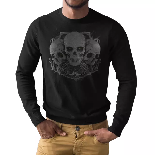 T-shirt da uomo Demon Skulls maniche lunghe gotico punk horror