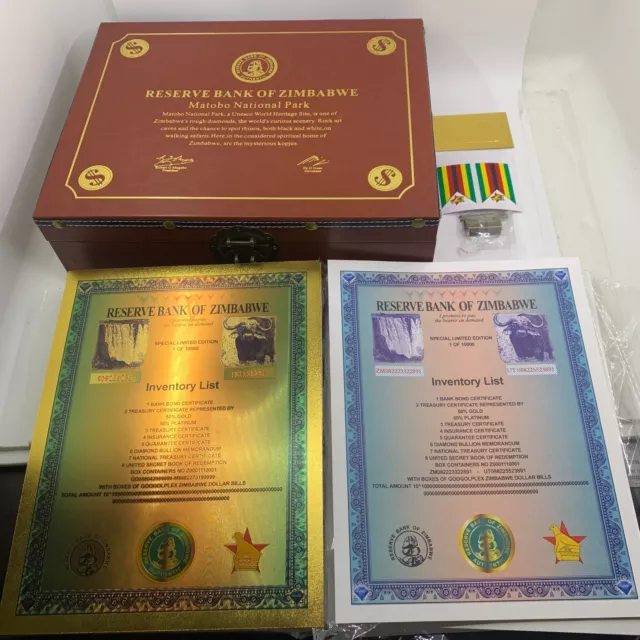 100pc Zimbabwe Googolplex Containers Paper scroll +100 pcs gold banknote In box