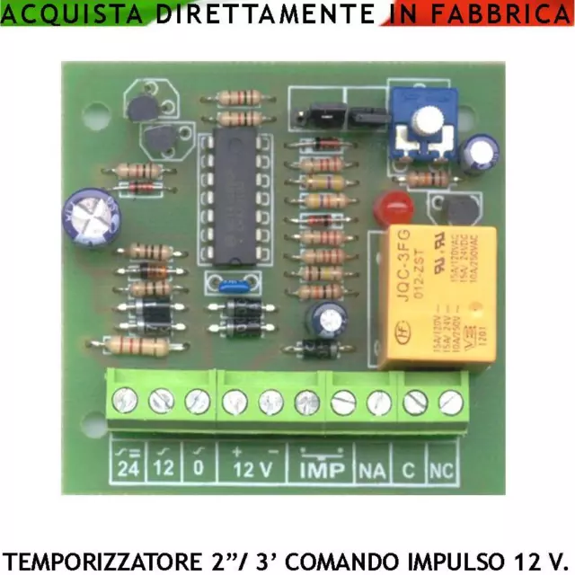 Timer Regolabile Universale 2 Ingressi Comando Alimentazione 12/24 Vcc/Ca Rele 1