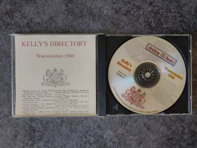 Kelly's Directory, Warwickshire 1940, Archive CD Books