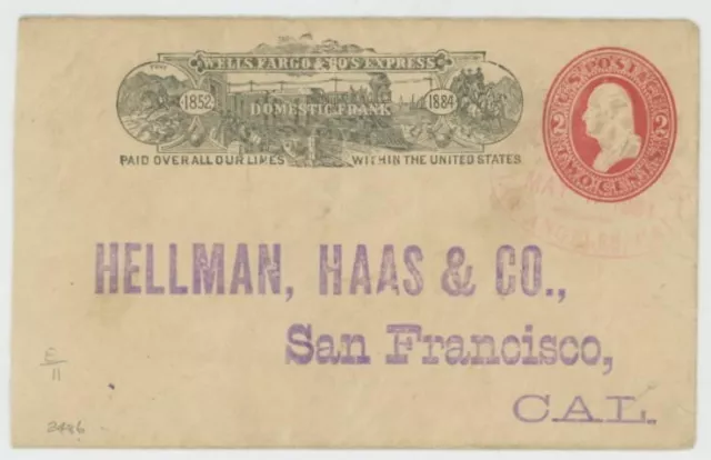 Mr Fancy Cancel 2c WELLS FARGO EXPRESS IMPRINT TIED LOS ANGELES CAL OVAL