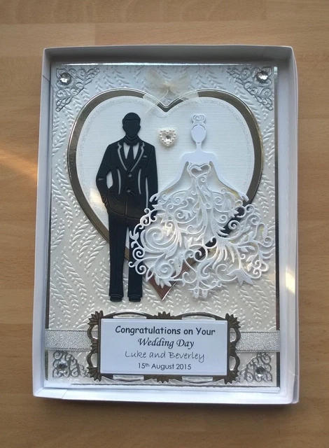 PERSONALISED BOXED HANDMADE 3D Luxury Wedding Day Congratulations Card ...