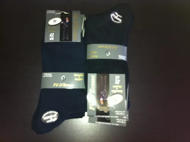 lot 3 a 24 paires de chaussettes homme Fil d'Ecosse 100% coton noir uni remailé