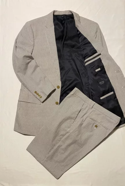 J.Crew Ludlow Seersucker Three Looms Japanese Fabric 2-Piece Men's Suit 42L-36